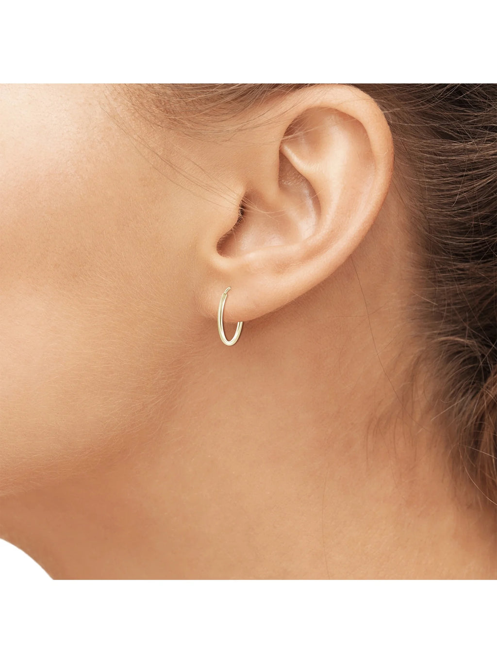 12mm Tube Crimp Hoop Earrings in 10KT Yellow Gold I28155