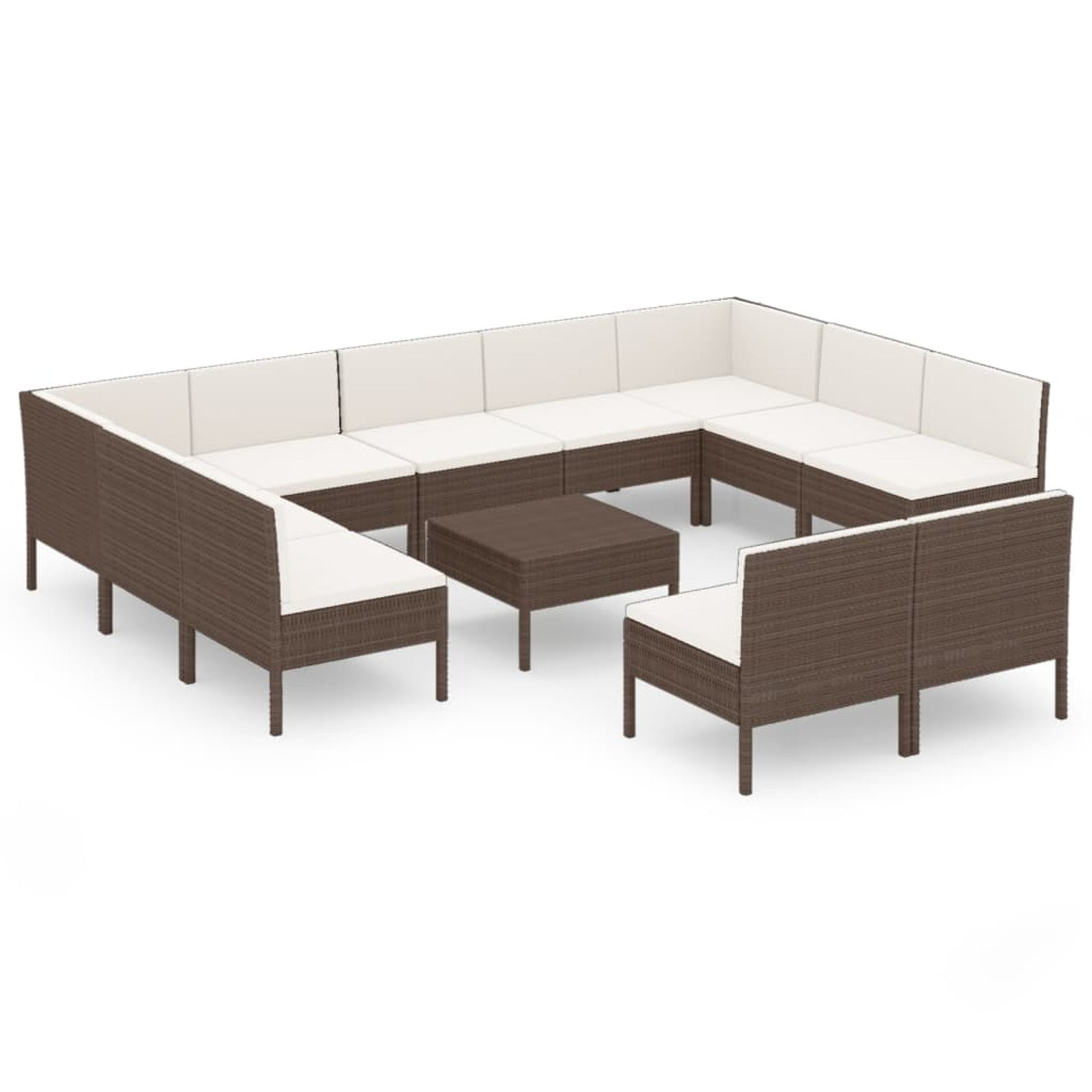 12 Piece Brown Poly Rattan Sectional Outdoor Furniture Set R873