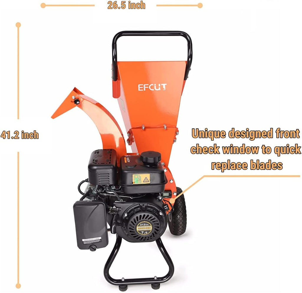 Mini Wood Chipper Shredder Mulcher, 7 HP 212cc Gasoline Engine, 3" Max Wood Diameter C33233