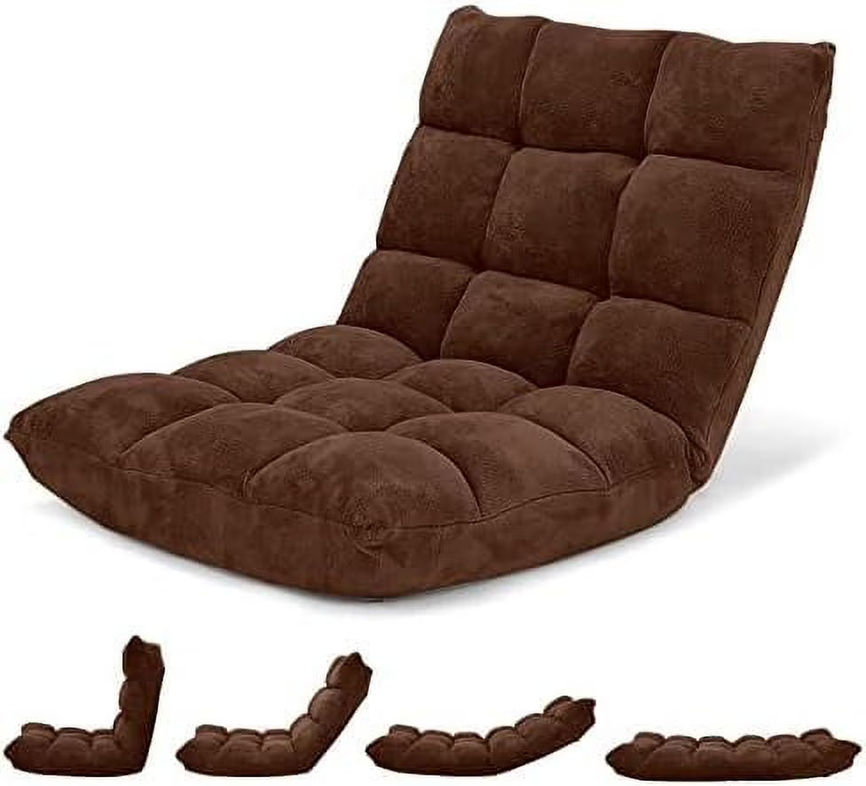 Tan Floor Chair with Back Support Folding Sofa Chair O329