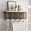 Metal 9-Hook Wall Mounted Coat Rack with Storage N89763