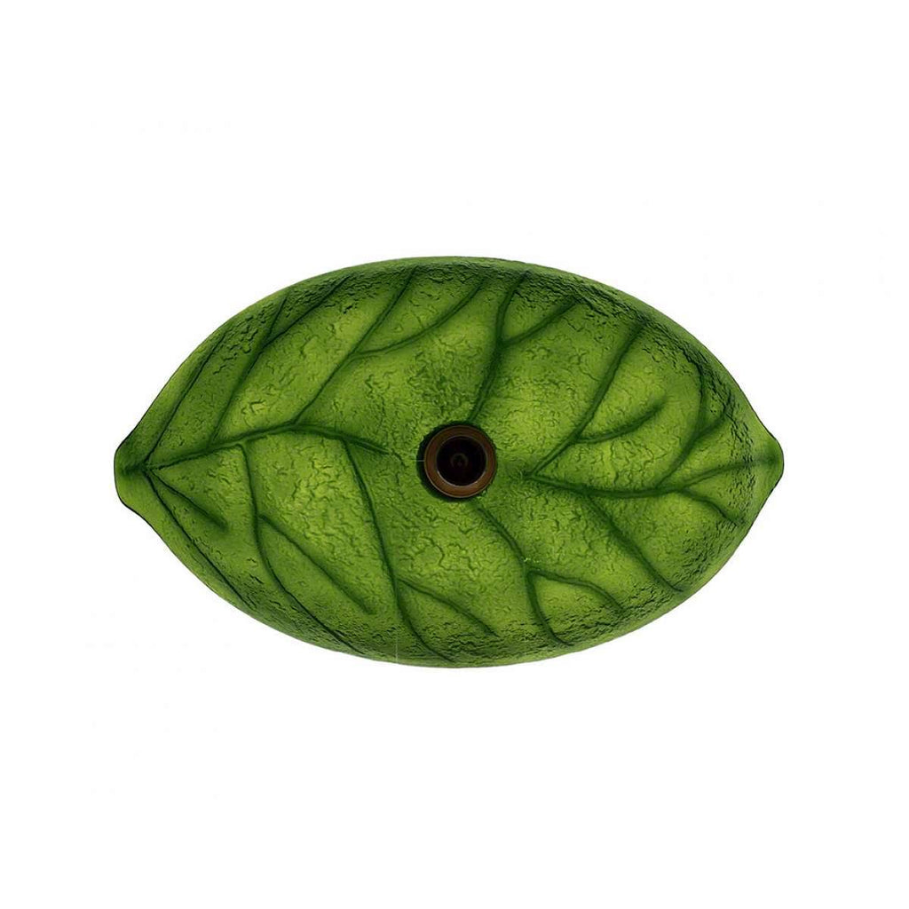 Green Coloured Glass Leaf Vessel Sink X87843