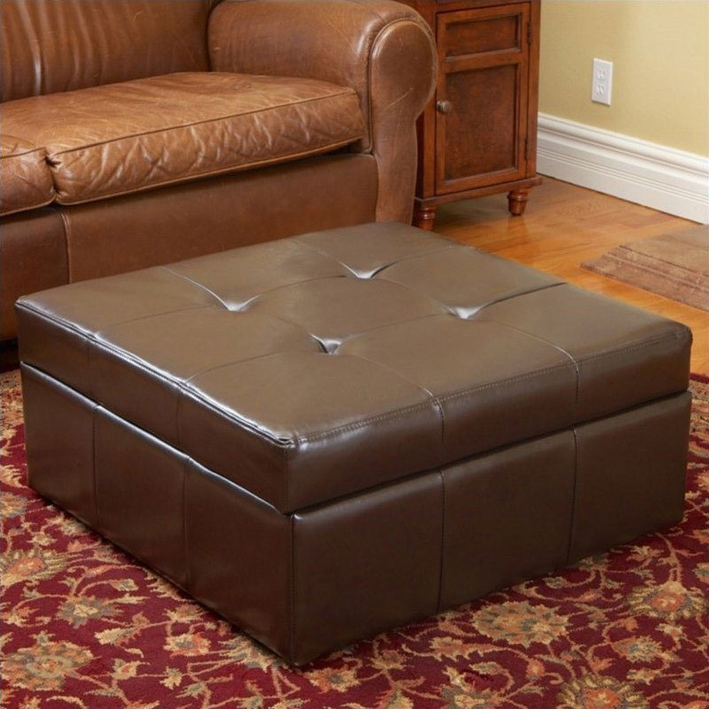 Leather Storage Ottoman in Brown Y6241