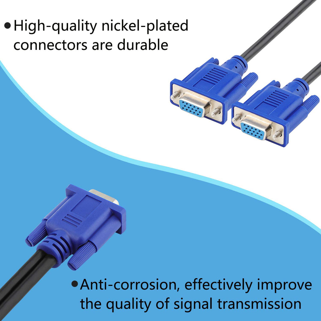 VGA Splitter Cable 1 Male to 2 Female Adapter Video Cable Pack of 2 T186