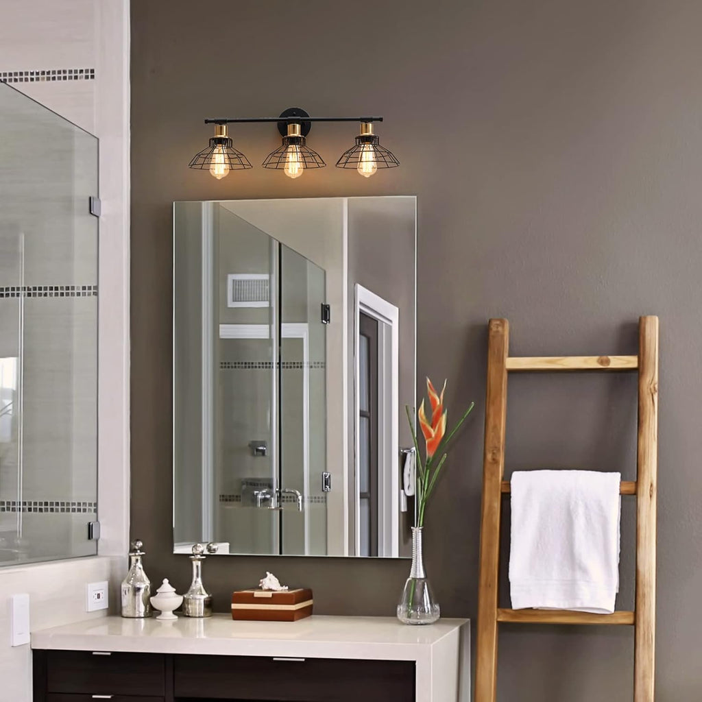 3-Light Black Metal Wall Mounted Bath Vanity Light K8887