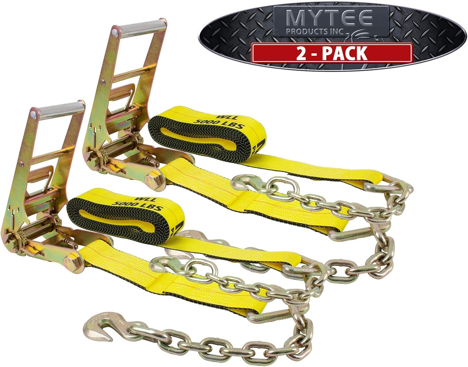 (2 Pack) 2 in. x 30 ft. Ratchet Strap with Chain Anchor WLL#3,400 lbs J748