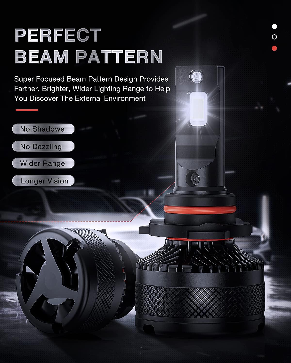9005 LED Headlight Bulbs, 6000K Cool White, 2-Pack I536593