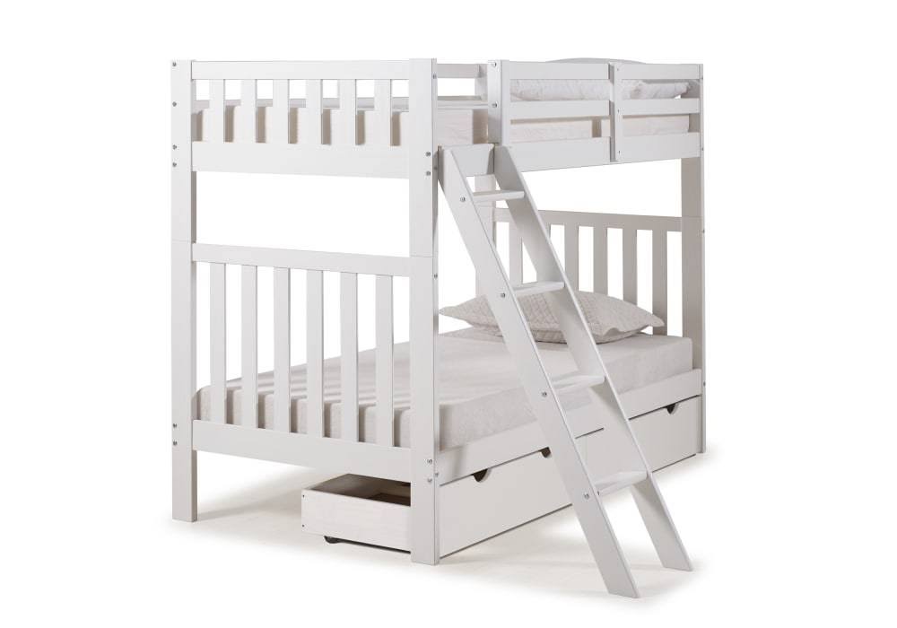Twin Over Twin Bunk Bed with Storage Drawers, Dove Gray Q2029