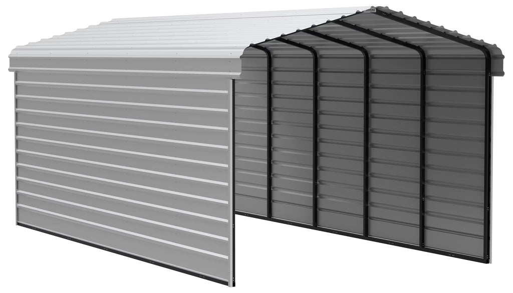 Galvanized Steel Carport Kit with 2-Sided Enclosure K80653