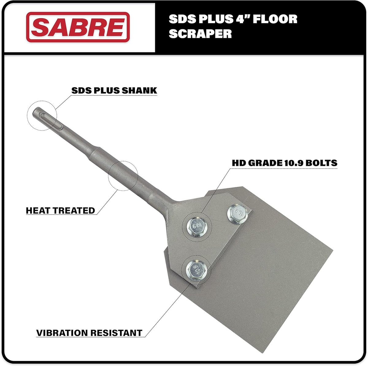 4 Inch SDS Plus Floor Scraper Tool Kit with Extra Blade and Bolts R50948