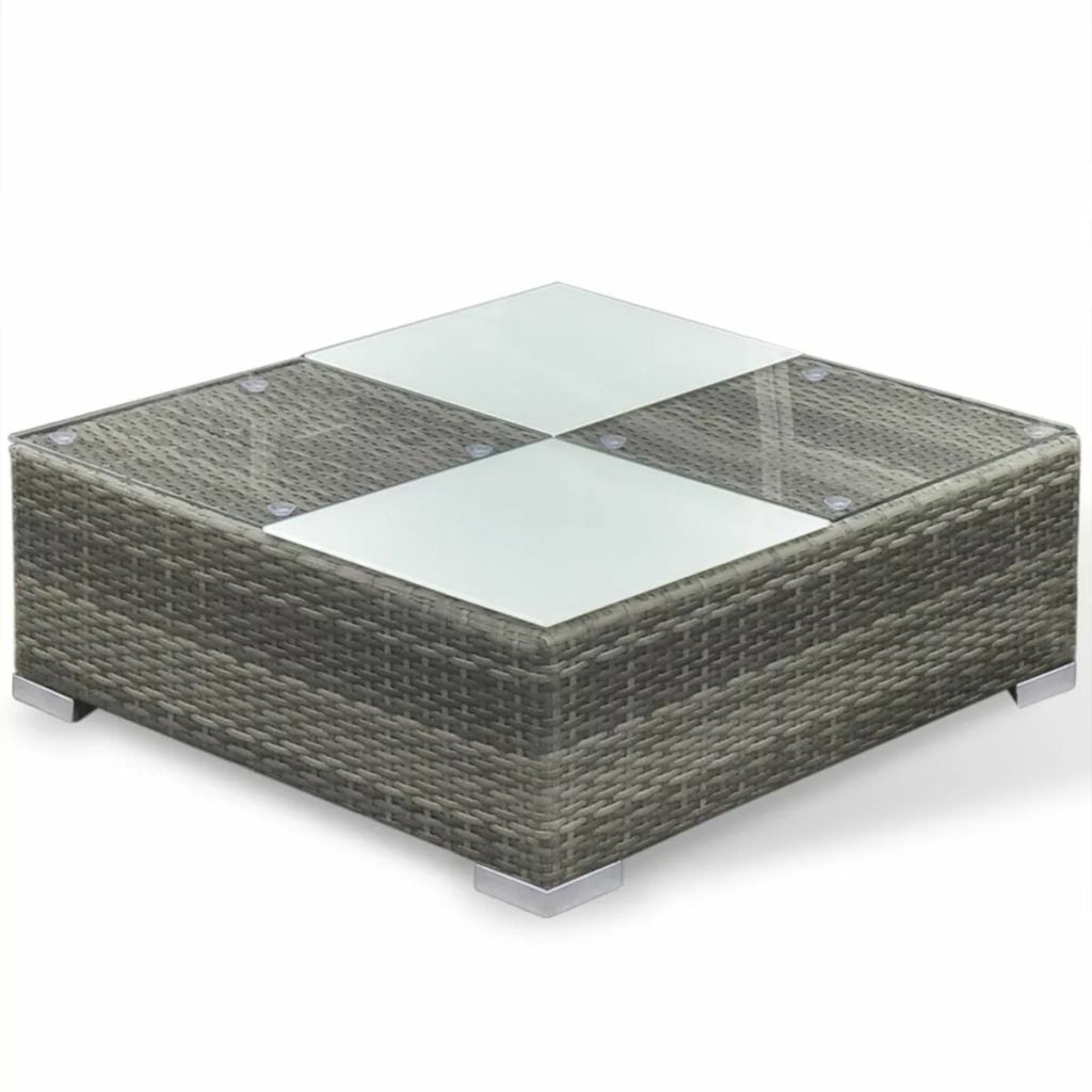 6 PCS Rattan Patio Sectional Sofa Set with Cushions Ottoman and Coffee Table (Grey) T7456