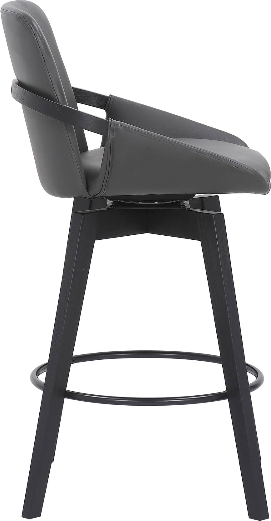 Swivel Wood Bar or Counter Height Stool in Faux Leather I51981