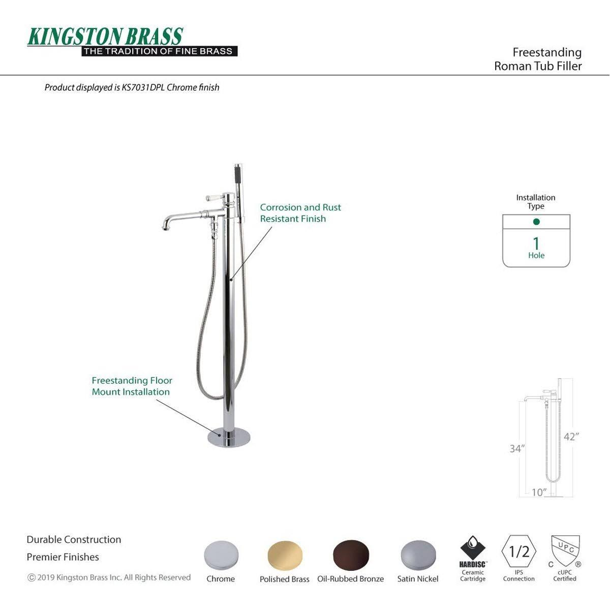 Oil Rubbed Bronze Freestanding Tub Faucet with Hand Shower I1568
