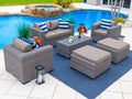6-Piece Resin Wicker Outdoor Patio Furniture Lounge Sofa Set with Loveseat, Two Armchairs, Two Ottomans, and Coffee Table M270