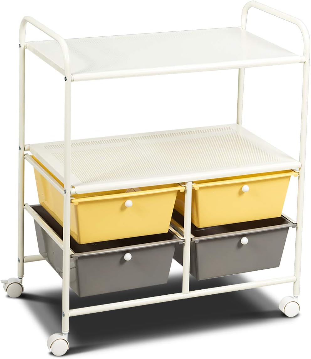 Blue & Green Rolling Storage Cart with 4 Drawers 2 Shelves M364672