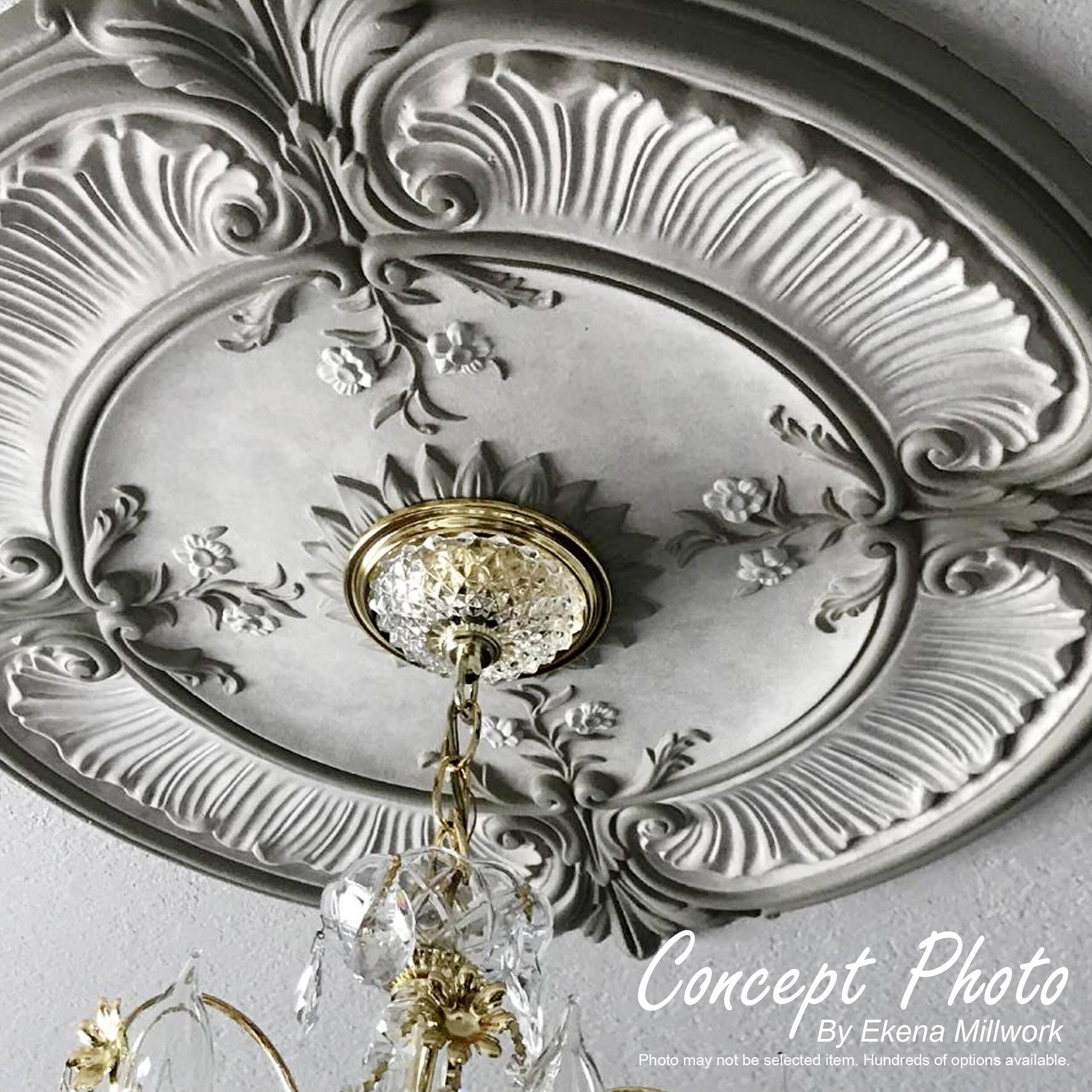 12 inch x 1 inch Hand-Painted Pearl White Ceiling Medallion K63105