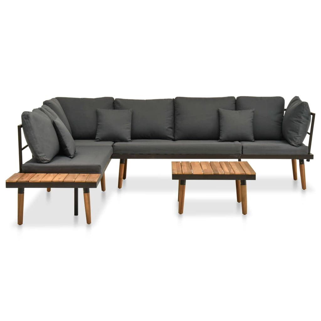 4 Piece Patio Lounge Set with Cushions Acacia Wood Outdoor Sectional Set Z511162