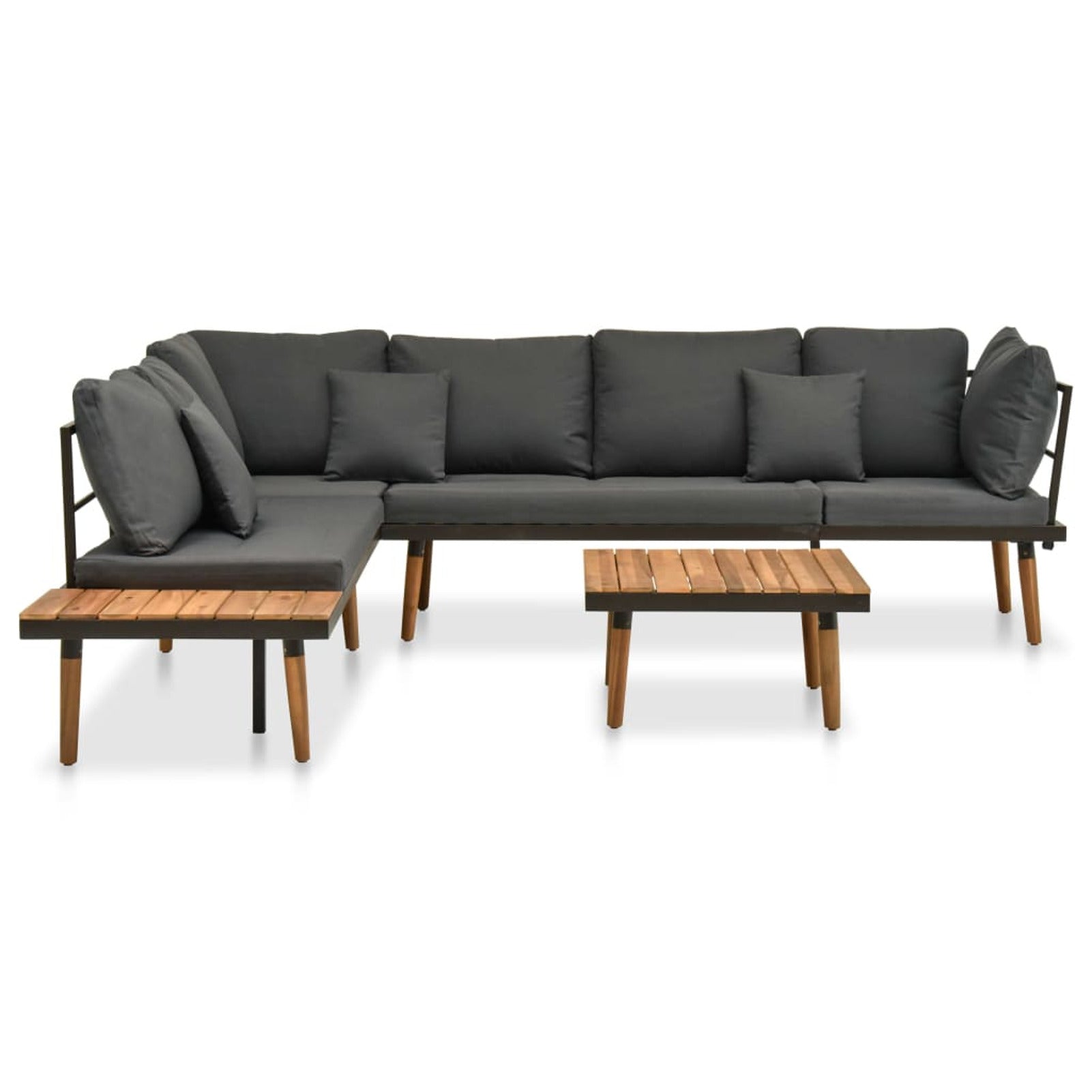 4 Piece Patio Lounge Set with Cushions Acacia Wood Outdoor Sectional Set Z511162