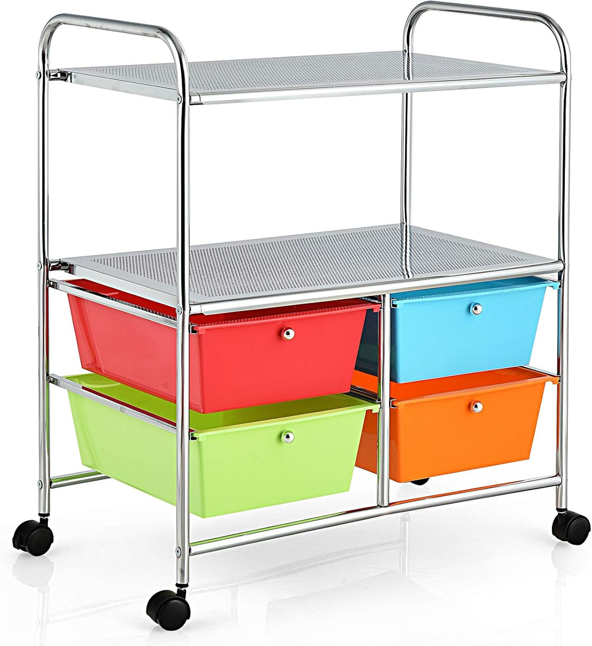 Blue & Green Rolling Storage Cart with 4 Drawers 2 Shelves M364672