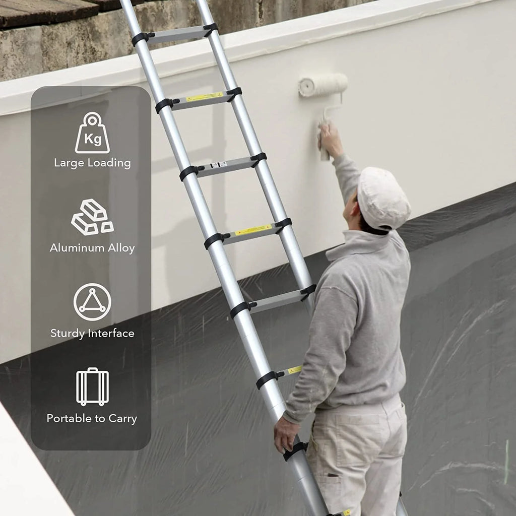 12.5FT Aluminum Telescoping Ladder, 330lbs Capacity O269