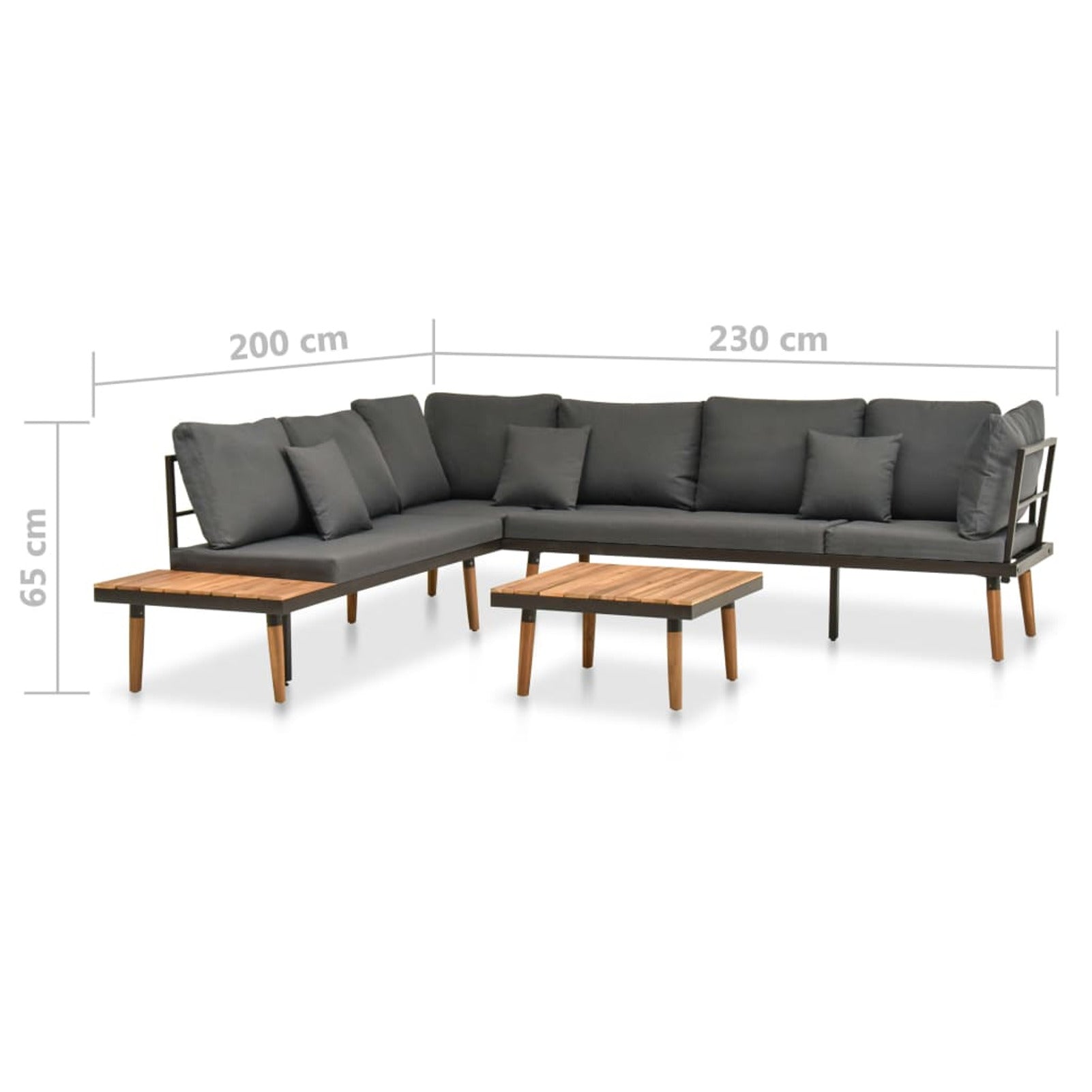 4 Piece Patio Lounge Set with Cushions Acacia Wood Outdoor Sectional Set Z511162