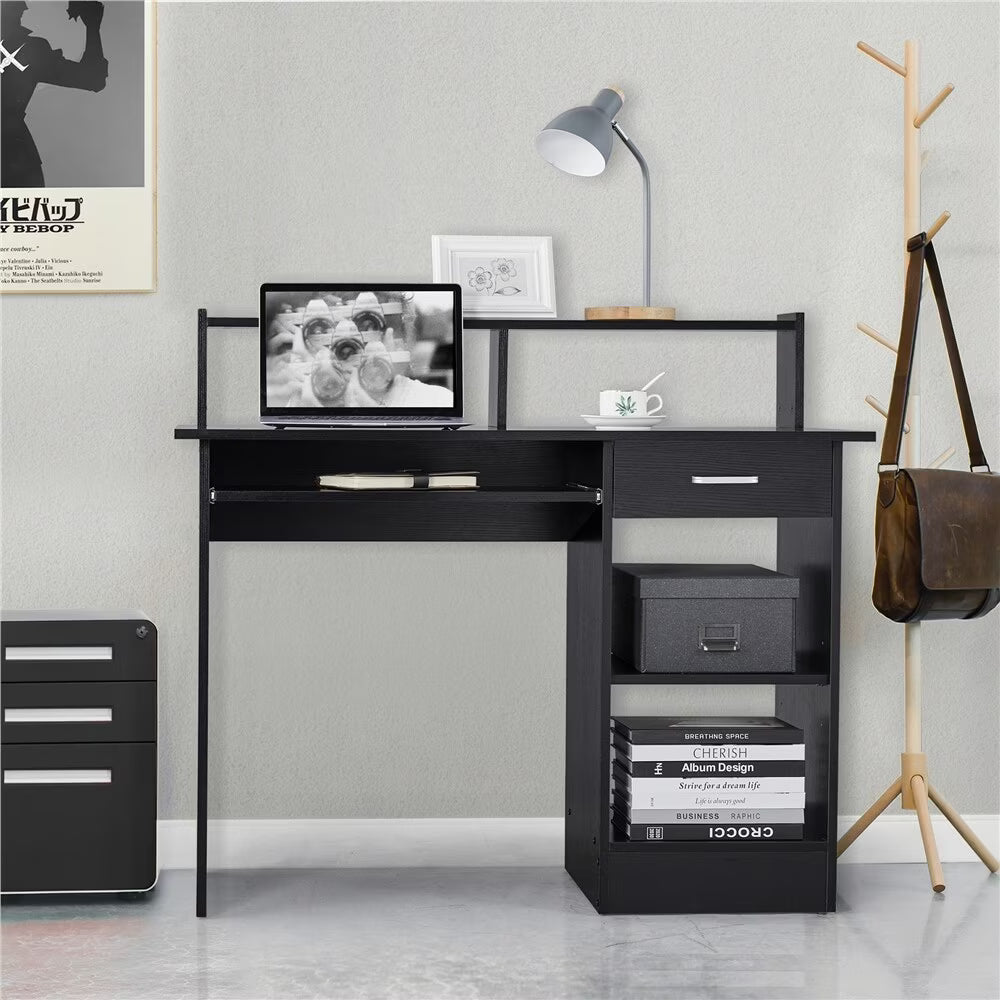 Black Computer Desk with Keyboard Tray Y34003