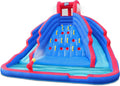 Inflatable Water Slide Park with Climbing Wall, Two Slides & Splash Pool, Nylon, with Air Pump & Carrying Case N60220