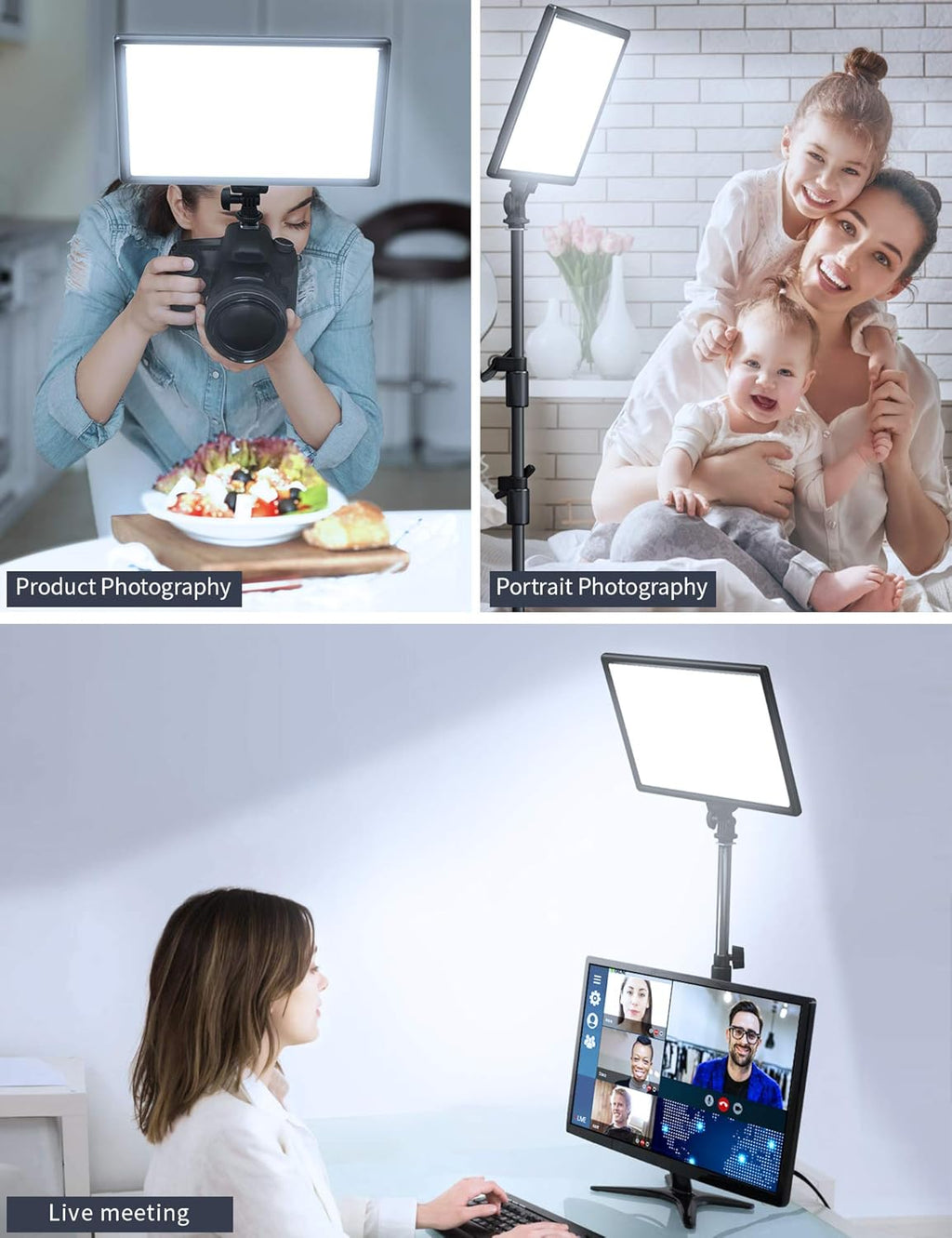 LED Video Soft Light Panel, Dual Rechargeable Battery, Dimmable 3200K-5600K, CRI95+, Pack of 2 K697