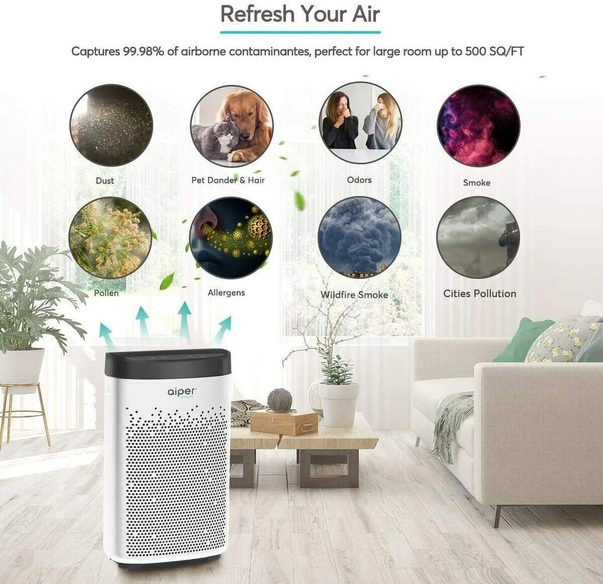 Open Box AIPER Air Purifier KJ200 - WHITE W6132