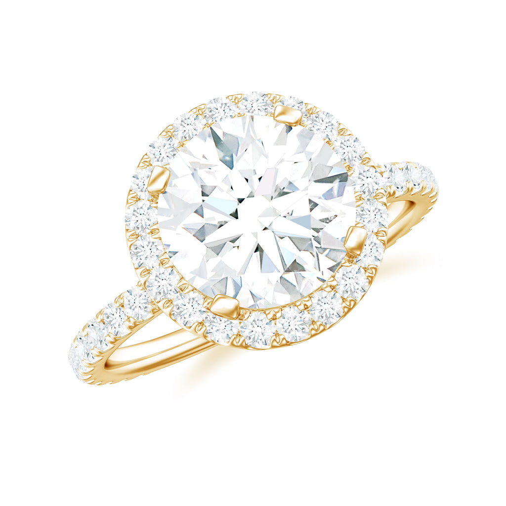 14K Yellow Gold Moissanite Halo Engagement Ring F52011