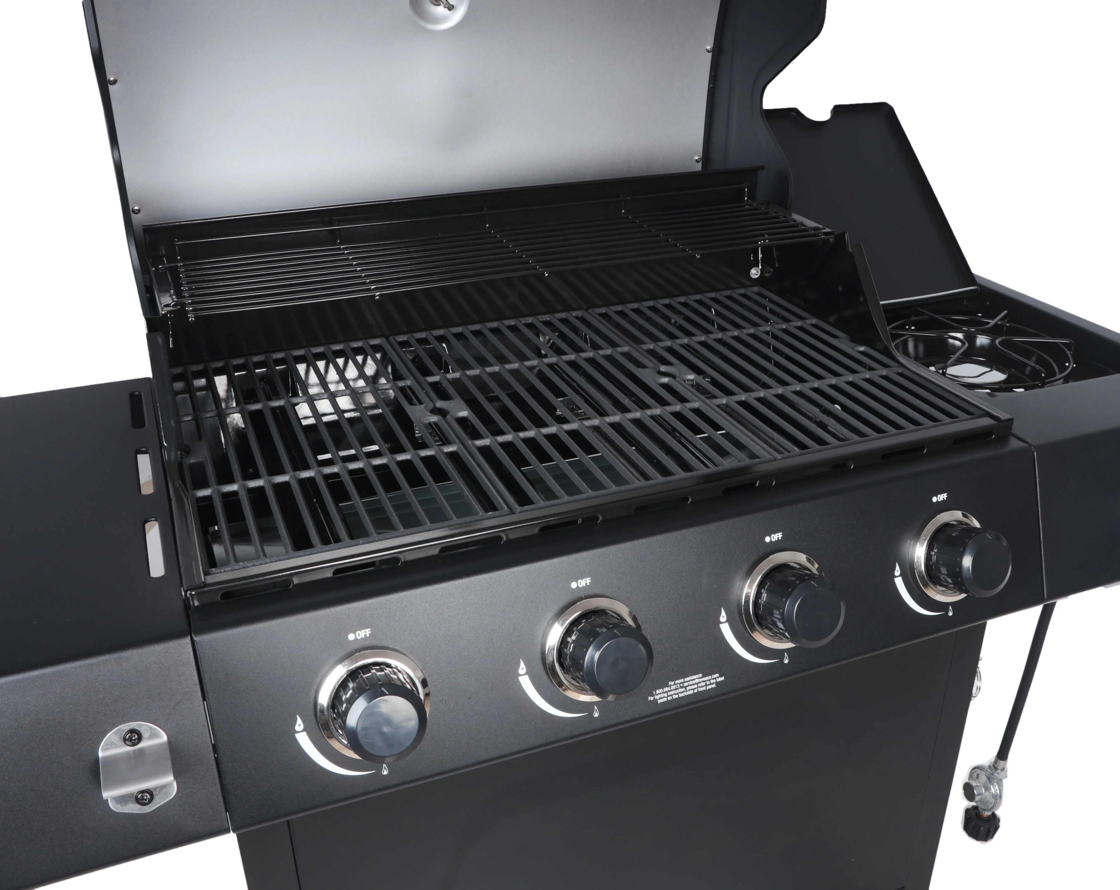 Stainless Steel & Black 4-Burner Propane Gas Grill with Side Burner N995948