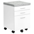 3 Drawer File Cabinet on Castor in White and Gray Cement Q232198