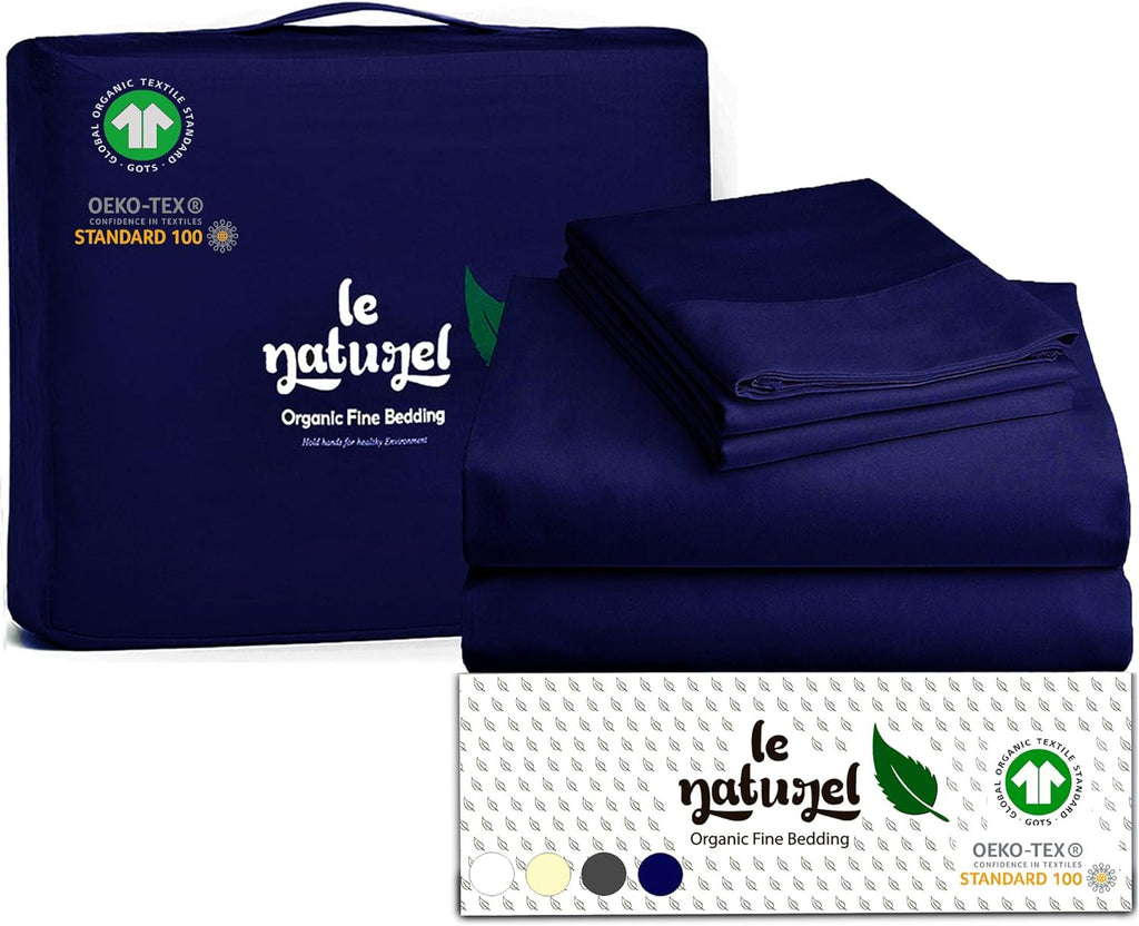Organic White Cotton Sateen Sheets California King Deep Pocket 300 Thread Count Pack of 2 G692527