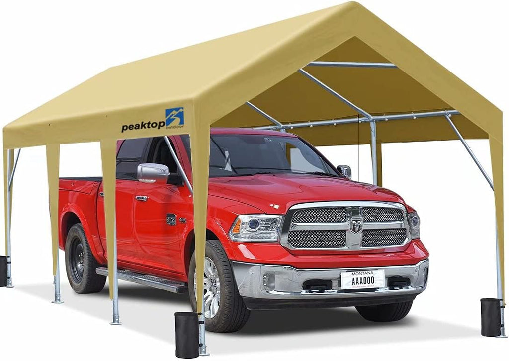 12 x 20ft Heavy Duty Carport with Reinforced Triangular Beams and 4 Weight Bags C184538