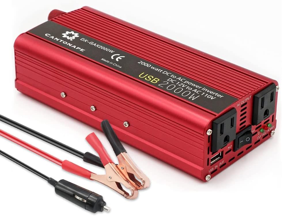 800W/2000W Peak DC 12V to 110V AC Power Inverter with 3.1A USB Car Adapter and Cigarette Lighter, Pack of 2 A98017