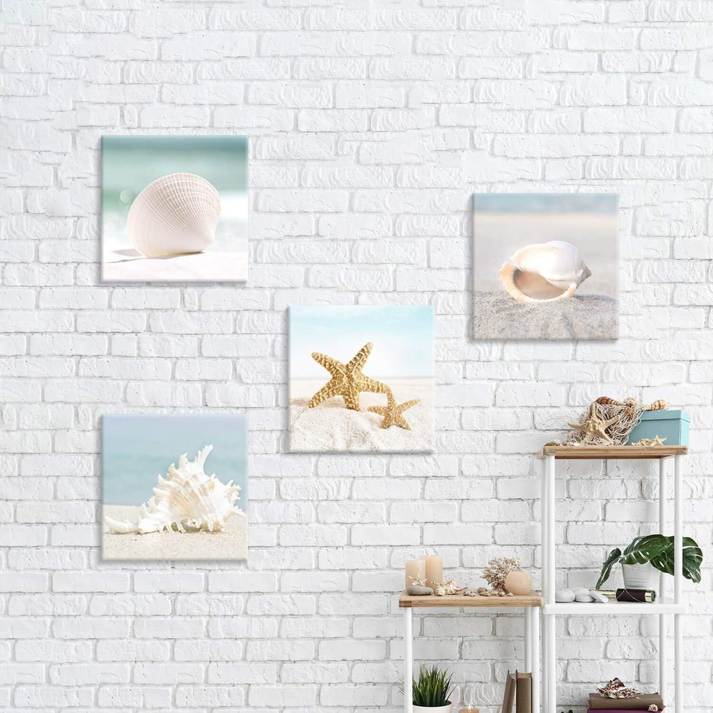 Starfish & Seashells Canvas Wall Art, 4 Pcs, Multi-Sized H20633