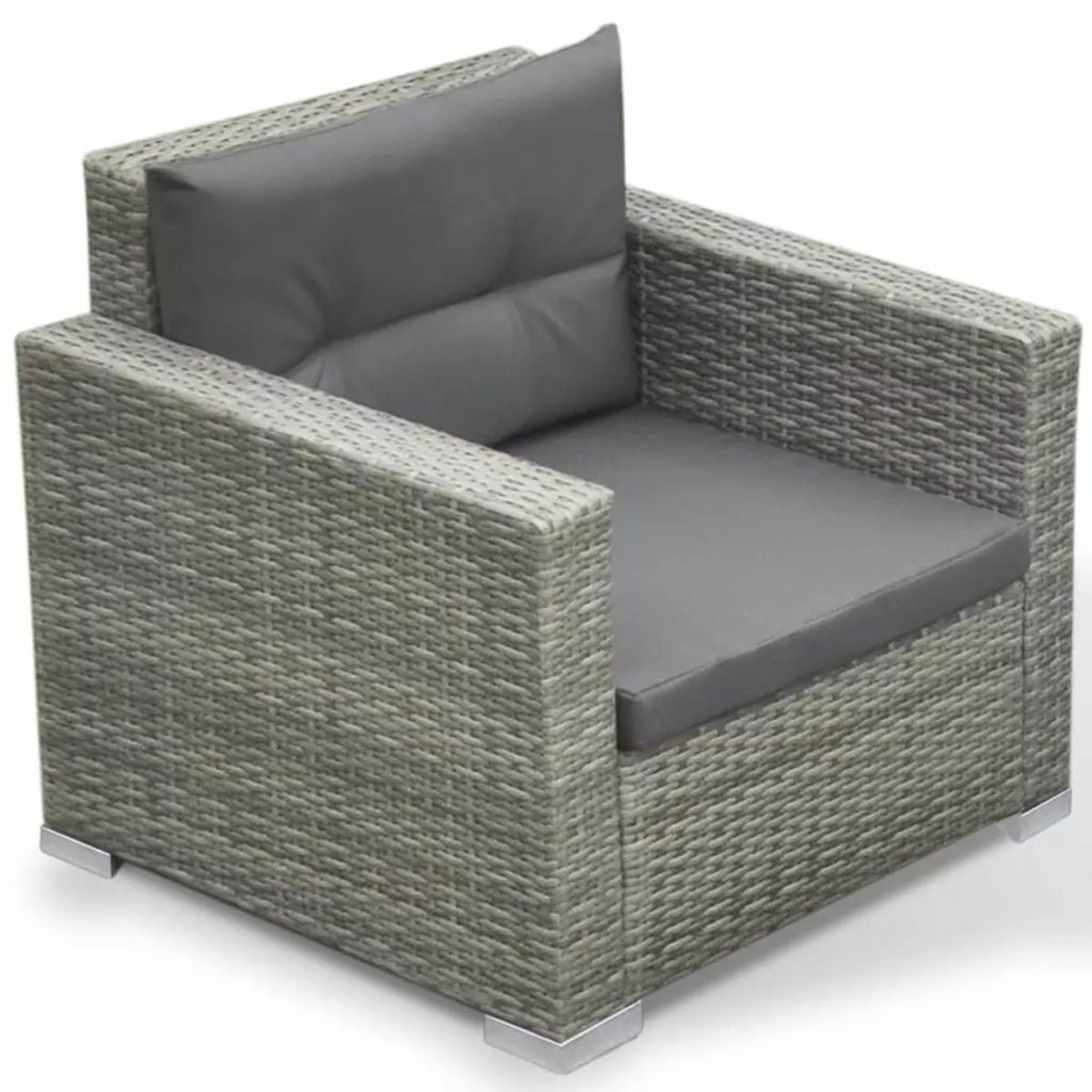 6 PCS Rattan Patio Sectional Sofa Set with Cushions Ottoman and Coffee Table (Grey) T7456