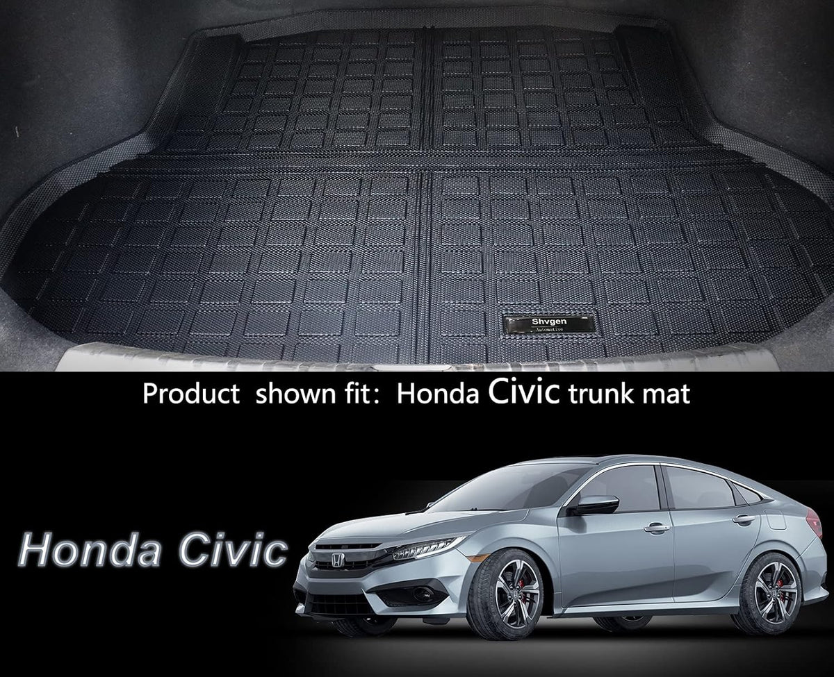 Black All-Weather Rubber Car Floor Mats and Cargo Trunk Liners Set D476034