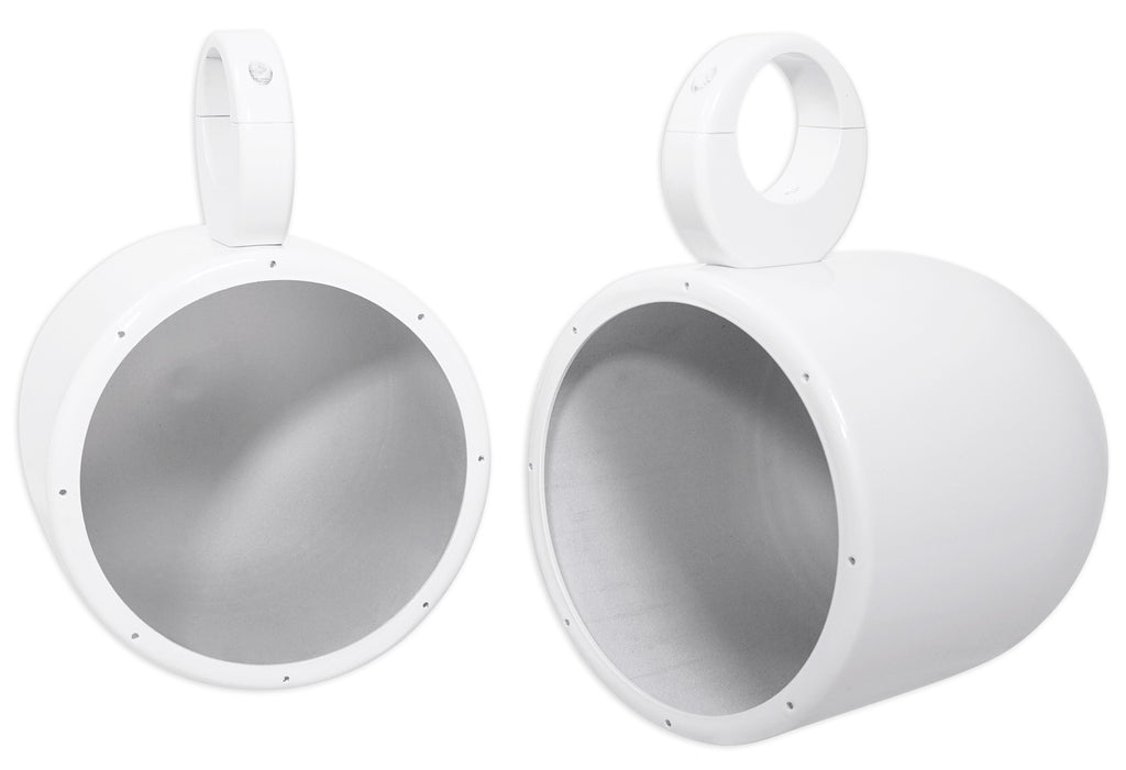 White Aluminum Wakeboard Tower Speaker Pods with Covers X60276