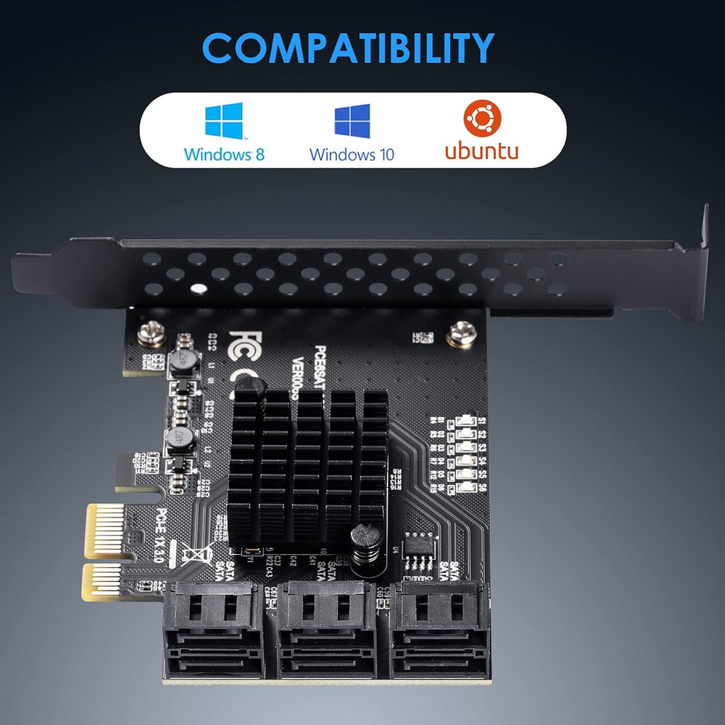 PCIe SATA Card 2 Ports, 6Gbps SATA 3.0 Controller Card S599