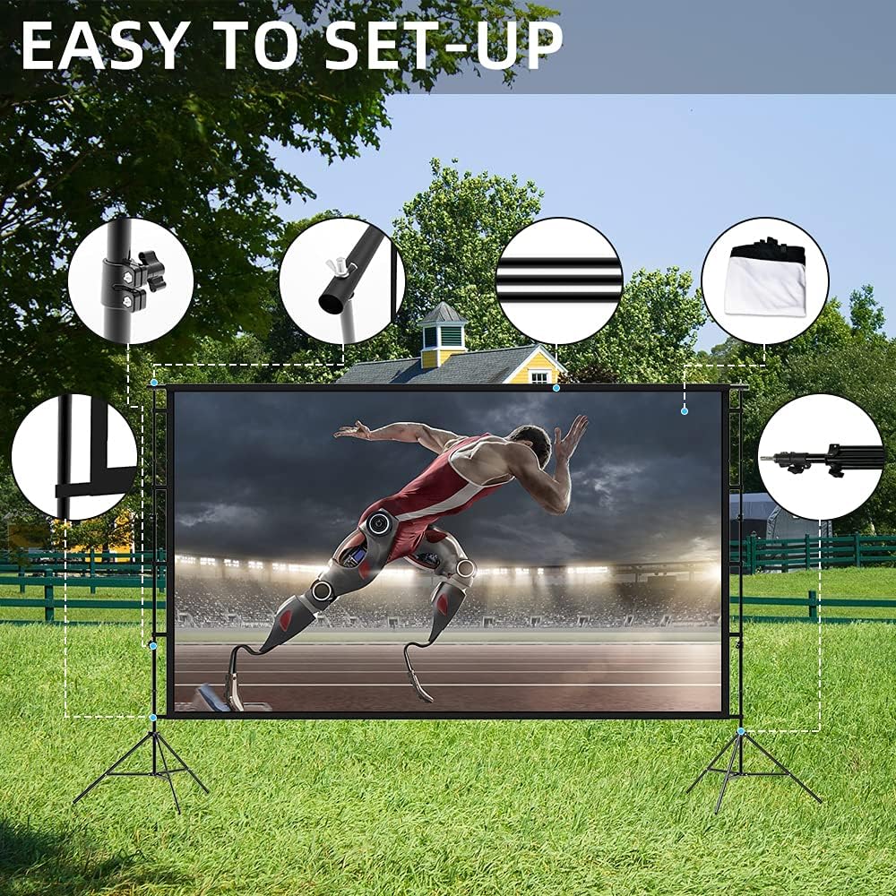 120 inch Portable Projector Screen with Stand and Carrying Bag I2474