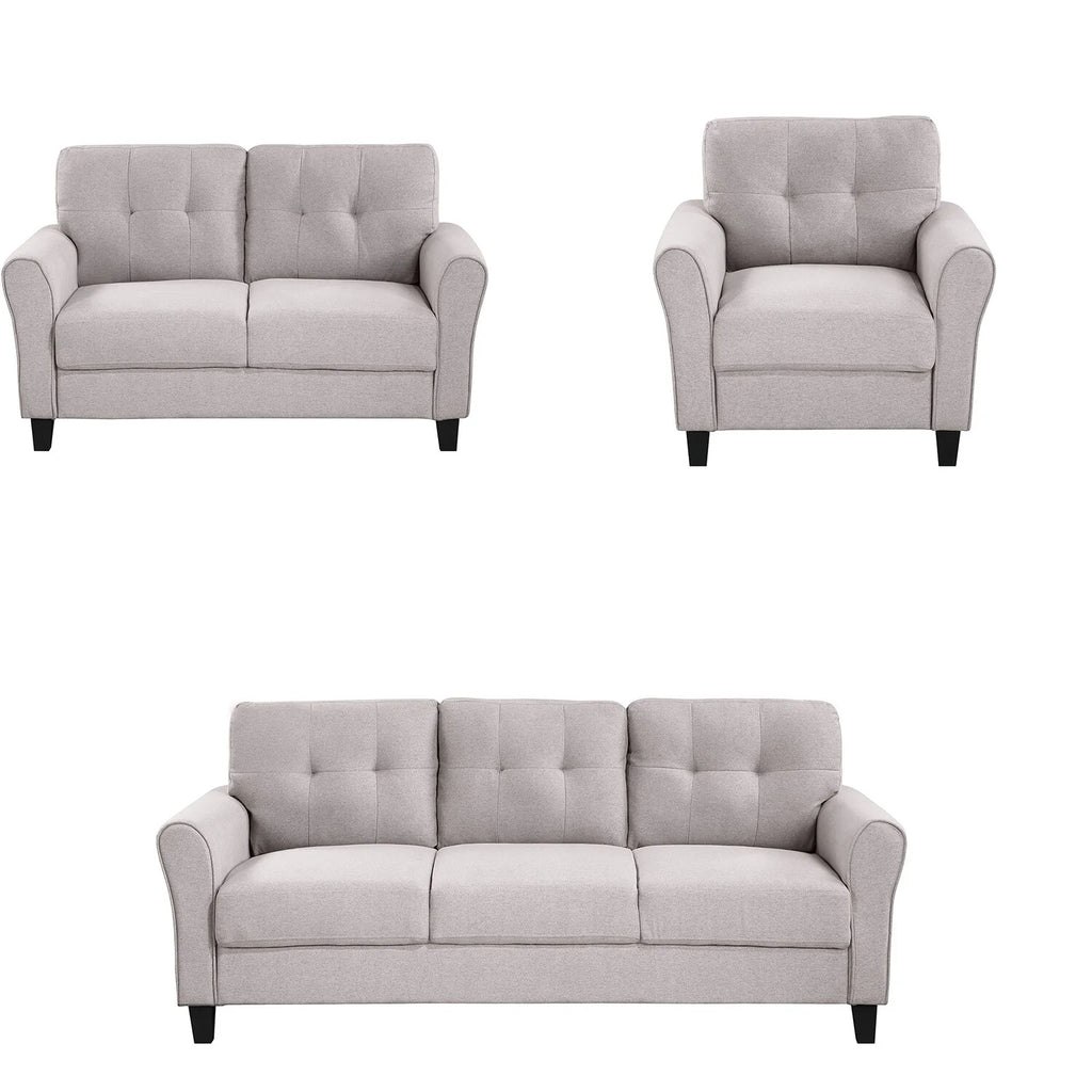Light Grey-Blue Sofa Set with Armchair, Loveseat and 3-Seat Sofa X6989