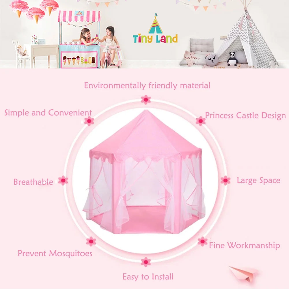 Pink Castle Play Tent with Led Lights O70878