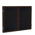 2 Door Enclosed Recycled Rubber Bulletin Board with Walnut Wood Frame U877