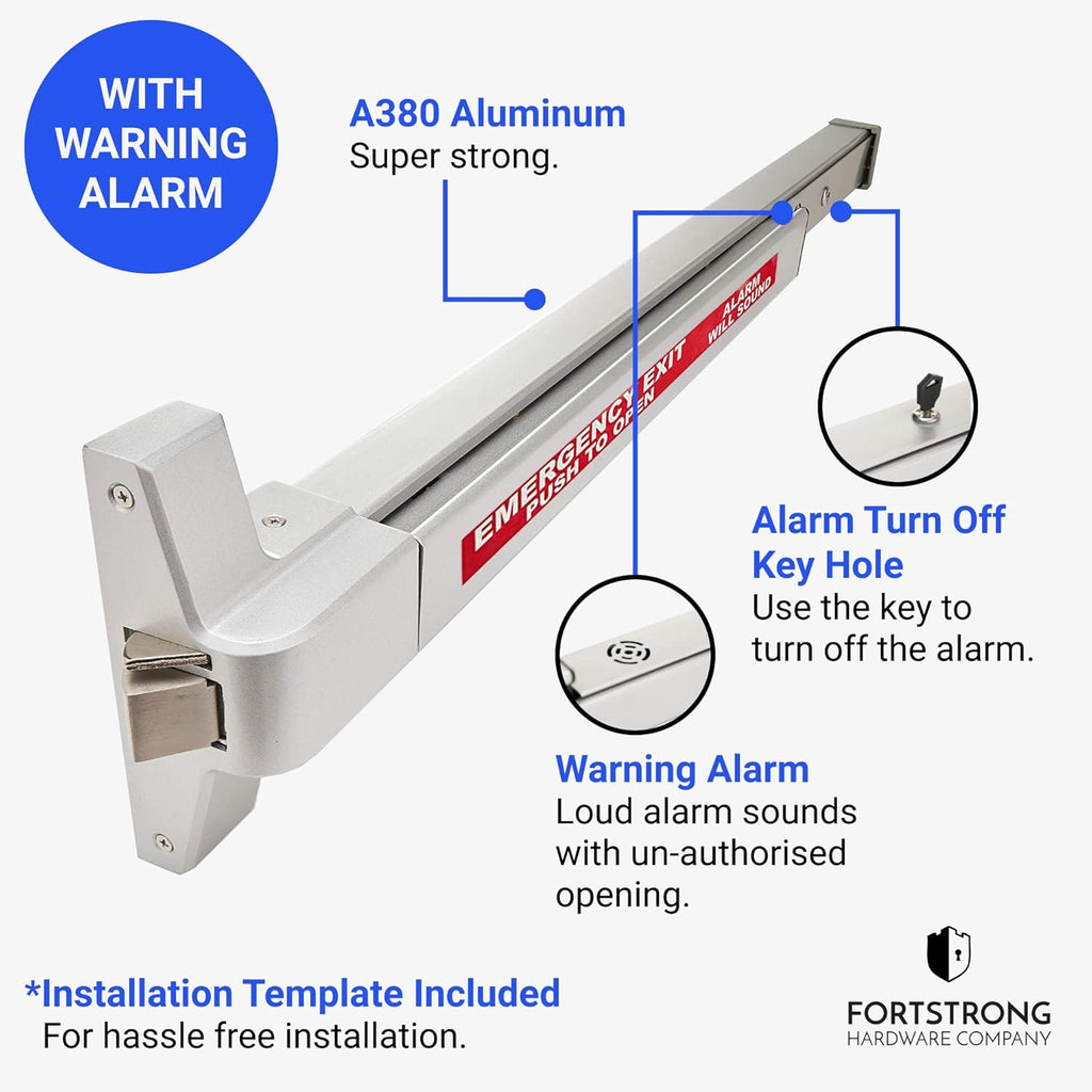 Alarmed Panic Bar Exit Device with Warning Stickers Y5199