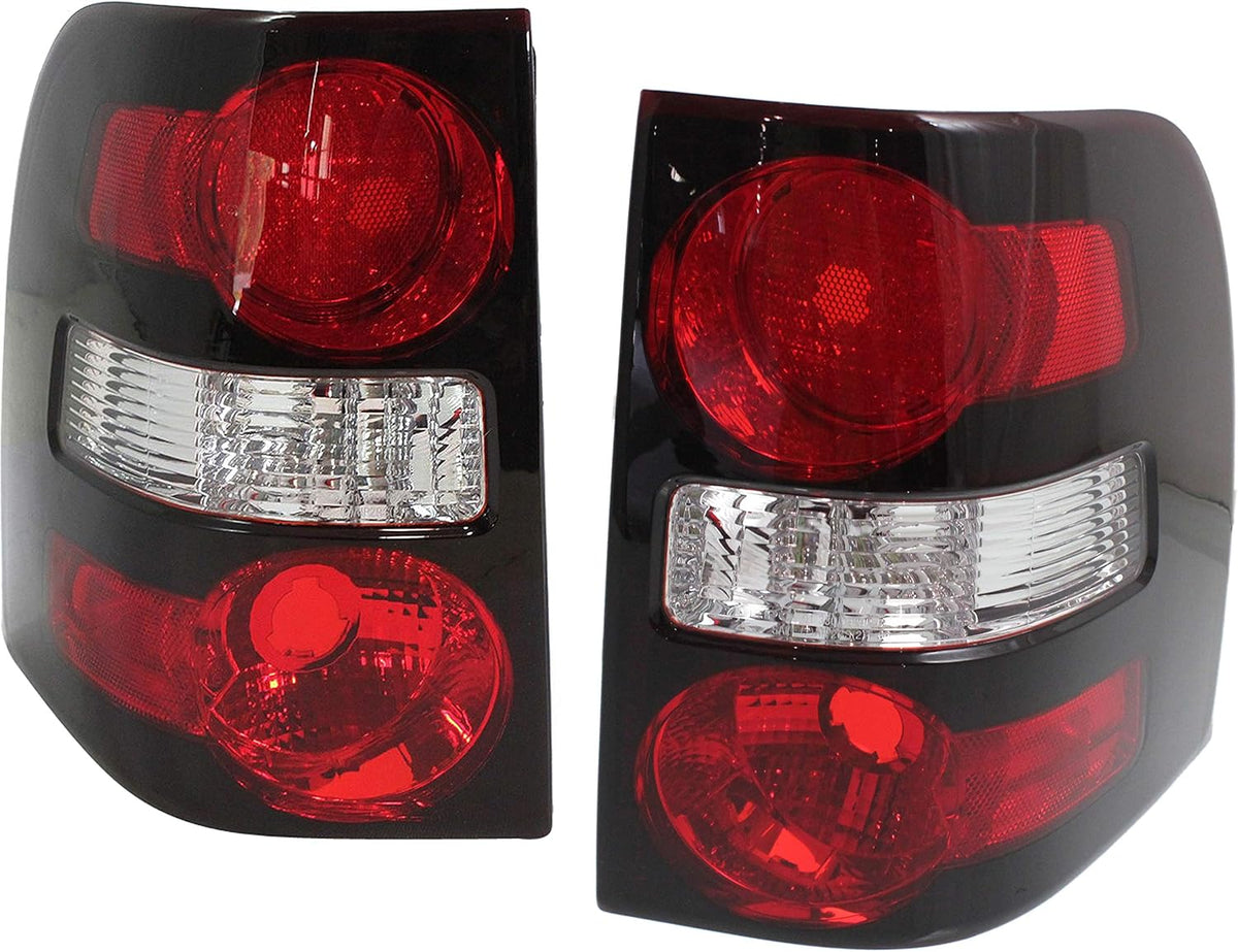 Tail Light Lens and Housing Set of 2 Clear & Red X39216