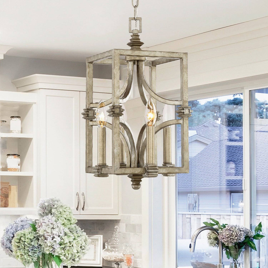 Aged Steel 4 Light Foyer D865