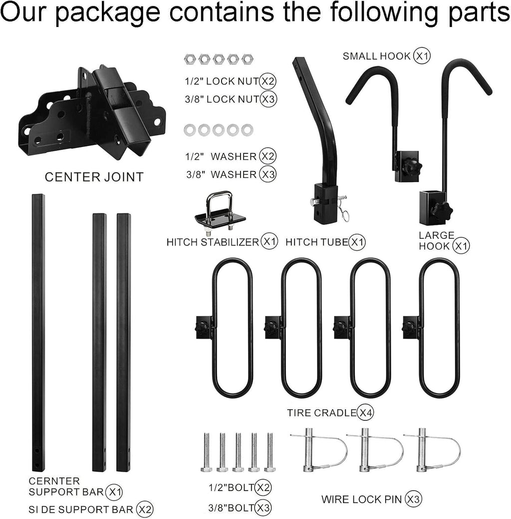 Hitch Mount Bike Rack, Tray Style Carrier Rack, 2 Bicycle Rack with 1.25 and 2 Hitch Receiver X50258