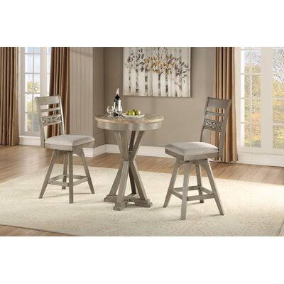 3 Piece Solid Wood Dining Set Bar Stool 30” Seat Height A227444