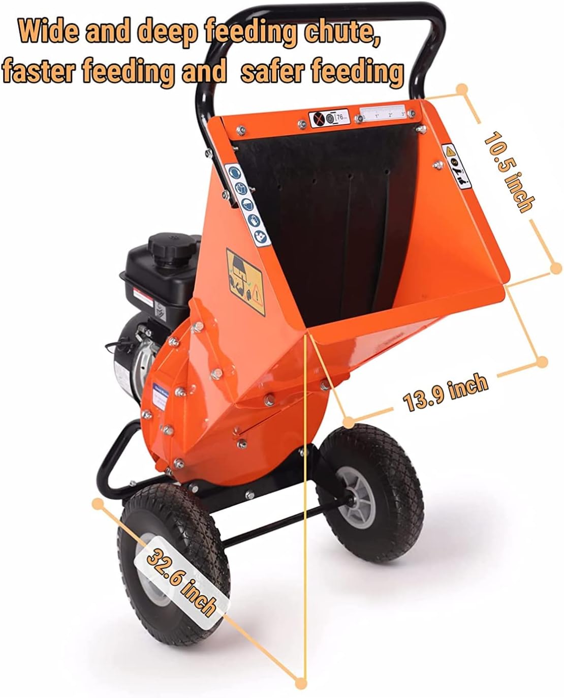 Mini Wood Chipper Shredder Mulcher, 7 HP 212cc Gasoline Engine, 3" Max Wood Diameter C33233